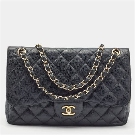 chanel black caviar purse|CHANEL Caviar Quilted Jumbo Double Flap Black.